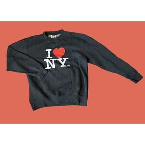 I Love NY Crewneck Sweatshirt Charcoal Officially Licensed, Size: M